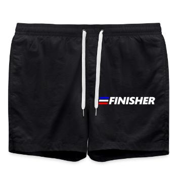Finisher / 3 Colors - Vector - Swim Trunks - black - Front - AI Model Male 185 light (185cm)