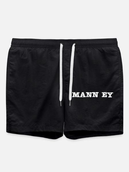 Mann ey weiss - Badeshorts - Schwarz