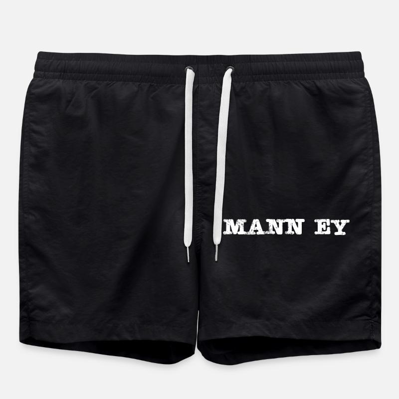 Mann ey weiss - Badeshorts - Schwarz