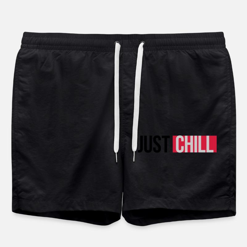 Just Chill Text Logo - Swim Trunks - black