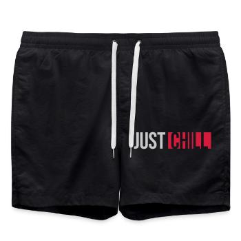 Just Chill Text Logo - Swim Trunks - black - Front - AI Model Male 185 light (185cm)