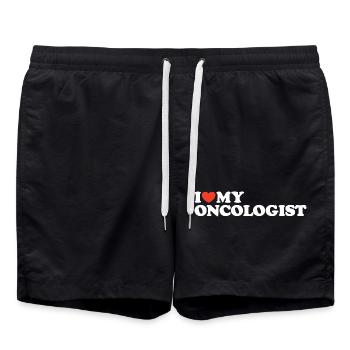 I love my Oncologist Heart Shirt - Swim Trunks - black - Front - AI Model Male 185 light (185cm)