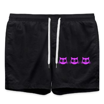 Cat Team 3 Chats Trois amis Équipage Groupe de famille - Short de bain - noir - Devant - AI Model Male 185 light (185cm)