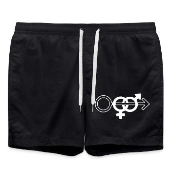 cuckold wife sharing symbol - Swim Trunks - black - Front - AI Model Male 185 light (185cm)