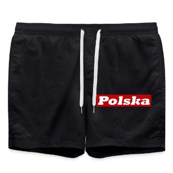Polska - Polen Flagge - Badeshorts - Schwarz - Vorne - AI Model Male 185 light (185cm)