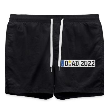DAD 2022 Auto Kennzeichen Düsseldorf Vater Papa - Badeshorts - Schwarz - Vorne - AI Model Male 185 light (185cm)