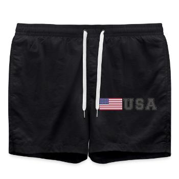 ÉQUIPE États-Unis Drapeau américain devant la police de caractères - Short de bain - noir - Devant - AI Model Male 185 light (185cm)