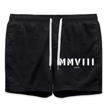 Roman numeral year of birth Made in 2008 - Swim Trunks - black - Front - AI Model Male 185 light (185cm)