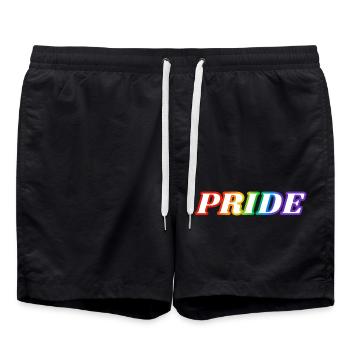 PRIDE Regenbogen LGBTQ schwul - Badeshorts - Schwarz - Vorne - AI Model Male 185 light (185cm)