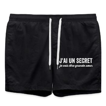 I have a secret, I'm going to be a big sister - Swim Trunks - black - Front - AI Model Male 185 light (185cm)