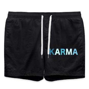 Karma Retro Schriftzug - Badeshorts - Schwarz - Vorne - AI Model Male 185 light (185cm)