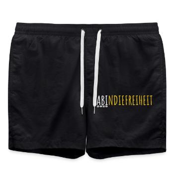Ab in die Freiheit - ABI 2025 - Abitur - Spruch - Badeshorts - Schwarz - Vorne - AI Model Male 185 light (185cm)