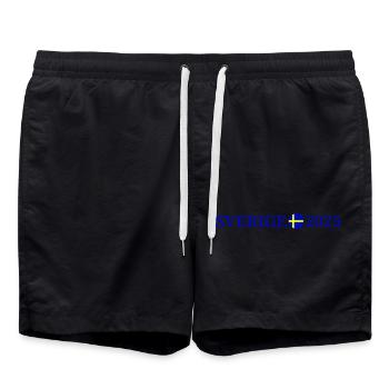 Schweden 2025 Sverige - Badeshorts - Schwarz - Vorne - AI Model Male 185 light (185cm)