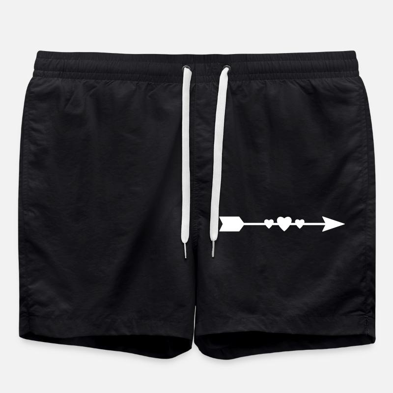 Arrow with heart - Swim Trunks - black