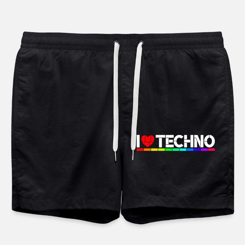 I love Techno - Short de bain - noir