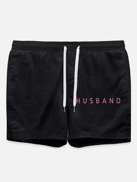 Husband - Married Men Gift Matching Outfit - Swim Trunks - black