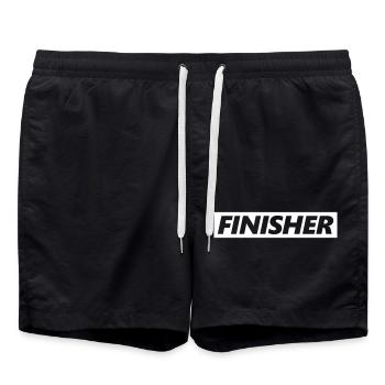 Finisher - Schriftzug im Balken / Vektor - Badeshorts - Schwarz - Vorne - AI Model Male 185 light (185cm)