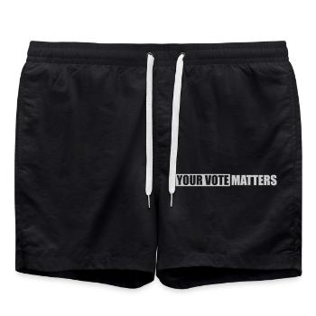 your vote matters quote - Swim Trunks - black - Front - AI Model Male 185 light (185cm)
