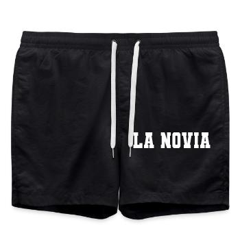 La Novia Girlfriend Engagement Wedding Gift - Swim Trunks - black - Front - AI Model Male 185 light (185cm)