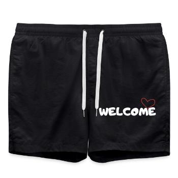 Bienvenue Herzlich Willkommen Heart Herz - Short de bain - noir - Devant - AI Model Male 185 light (185cm)