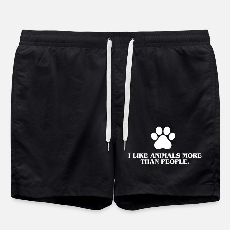 I like animals more than people - Swim Trunks - black