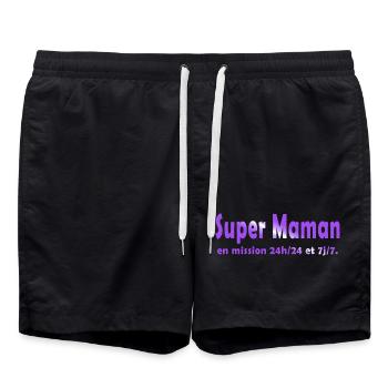 maman mère humour blague cadeau 5 - Short de bain - noir - Devant - AI Model Male 185 light (185cm)