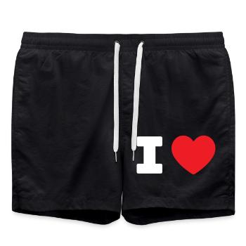 I LOVE - HEART Add Your own text - Swim Trunks - black - Front - AI Model Male 185 light (185cm)