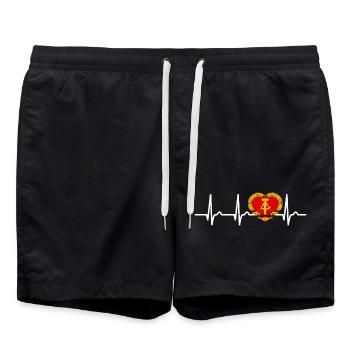 Courbe Cardiaque GDR, ECG, Pouls, Cadeau - Short de bain - noir - Devant - AI Model Male 185 light (185cm)