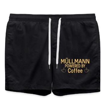 Garbage Man Powered By Coffee - Swim Trunks - black - Front - AI Model Male 185 light (185cm)
