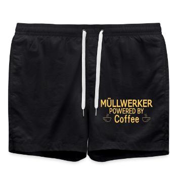 Müllwerker Powered By Coffee - Short de bain - noir - Devant - AI Model Male 185 light (185cm)