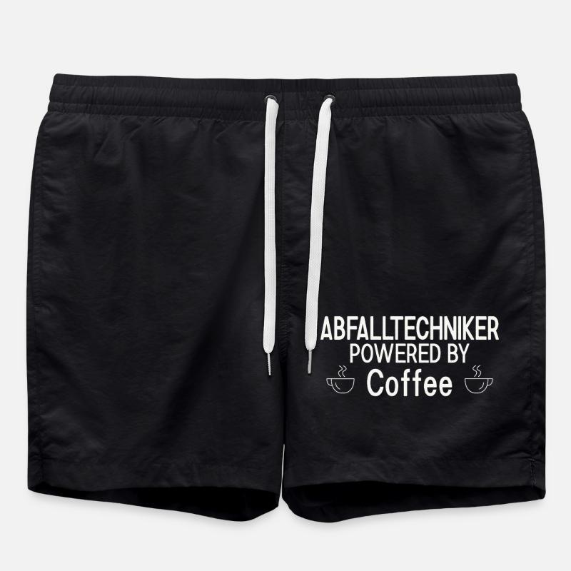 Waste Technician Powered By Coffee - Swim Trunks - black