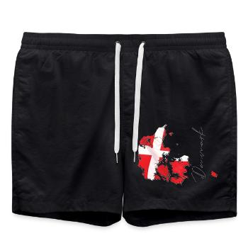 Denmark flag in the Denmark map EN - Swim Trunks - black - Front - AI Model Male 185 light (185cm)