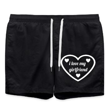 i love my girlfriend Valentinstag - Badeshorts - Schwarz - Vorne - AI Model Male 185 light (185cm)