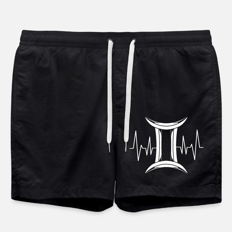 Sternzeichen Zwilling Herzschlag - Badeshorts - Schwarz