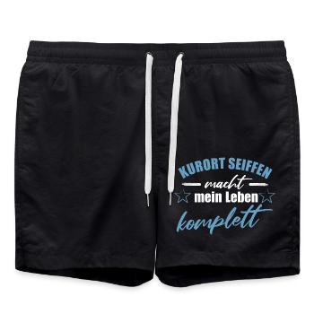 Kurort Seiffen macht mein Leben komplett - Badeshorts - Schwarz - Vorne - AI Model Male 185 light (185cm)