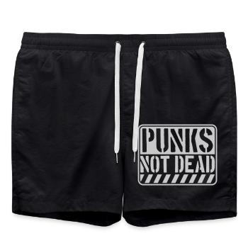 punks not dead quote - Swim Trunks - black - Front - AI Model Male 185 light (185cm)