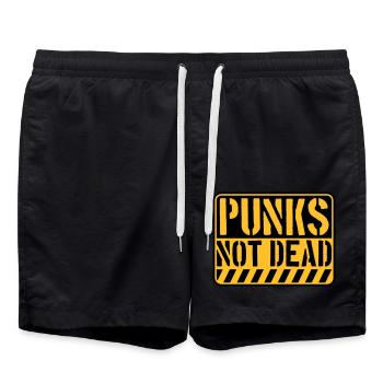 punks not dead quote - Swim Trunks - black - Front - AI Model Male 185 light (185cm)
