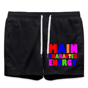 Main character energy - Swim Trunks - black - Front - AI Model Male 185 light (185cm)