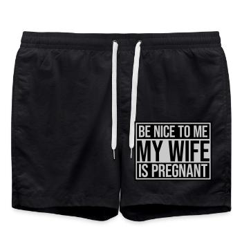 ma femme est enceinte - Short de bain - noir - Devant - AI Model Male 185 light (185cm)