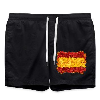 Autumn in Spain: flag and autumn foliage - Swim Trunks - black - Front - AI Model Male 185 light (185cm)