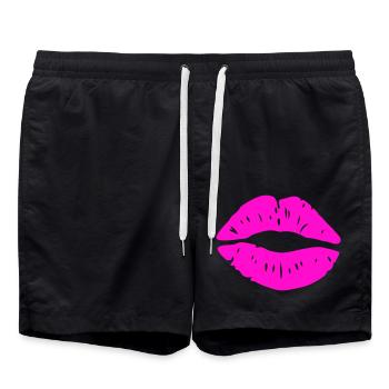 lippen kuss - Badeshorts - Schwarz - Vorne - AI Model Male 185 light (185cm)