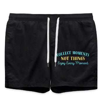 "Collect Moments, Not Things." - Badeshorts - Schwarz - Vorne - AI Model Male 185 light (185cm)
