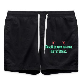 Sorry I can't my cat is waiting for me. Cat's Head - Swim Trunks - black - Front - AI Model Male 185 light (185cm)