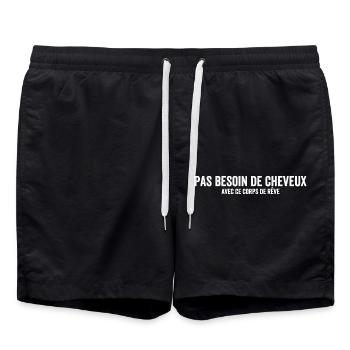 No need for hair - Swim Trunks - black - Front - AI Model Male 185 light (185cm)