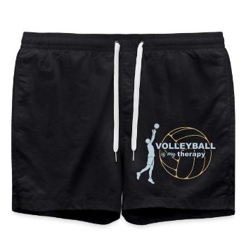 Volleyball is my therapy - Swim Trunks - black - Front - AI Model Male 185 light (185cm)