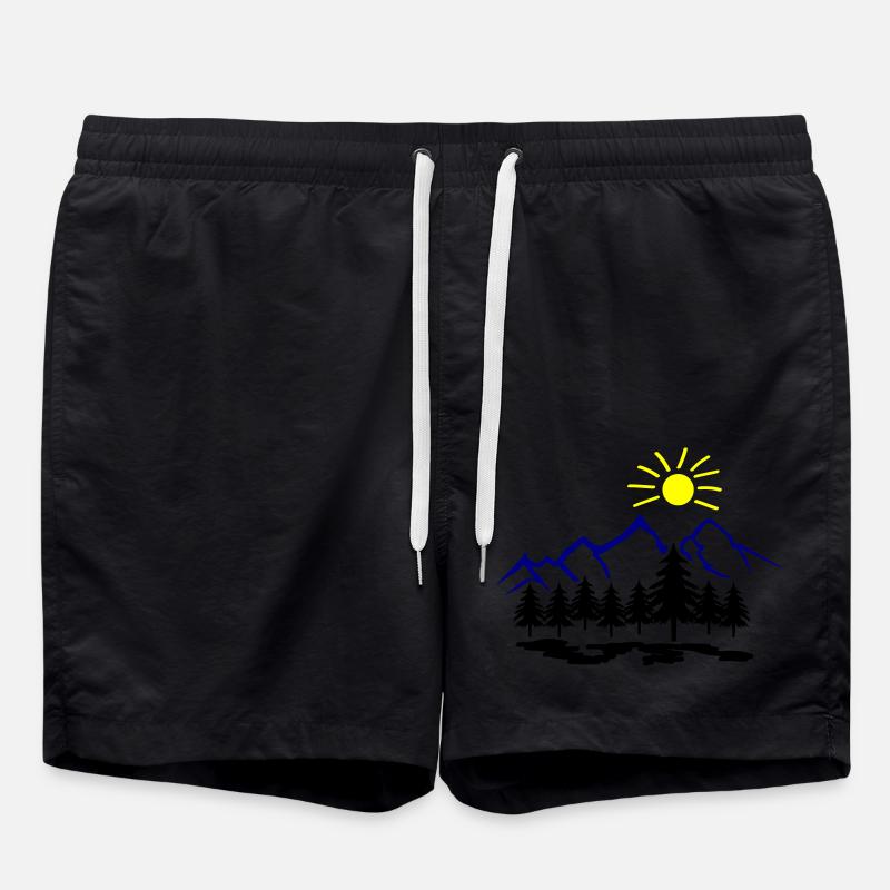 Nature Mountains - Swim Trunks - black