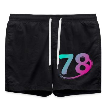 Number 78 multicolor - Swim Trunks - black - Front - AI Model Male 185 light (185cm)