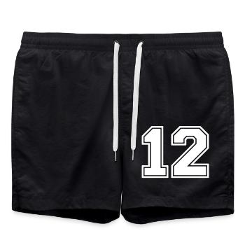 12 - Badeshorts - Schwarz - Vorne - AI Model Male 185 light (185cm)