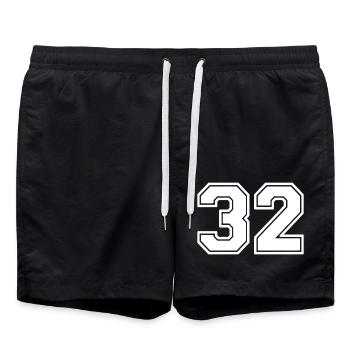 Number 32 - Swim Trunks - black - Front - AI Model Male 185 light (185cm)