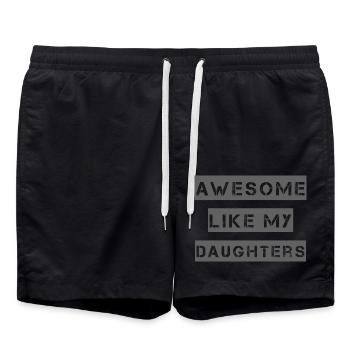 AWESOME LIKE MY DAUGHTERS – Muttertag – Vatertag - Badeshorts - Schwarz - Vorne - AI Model Male 185 light (185cm)